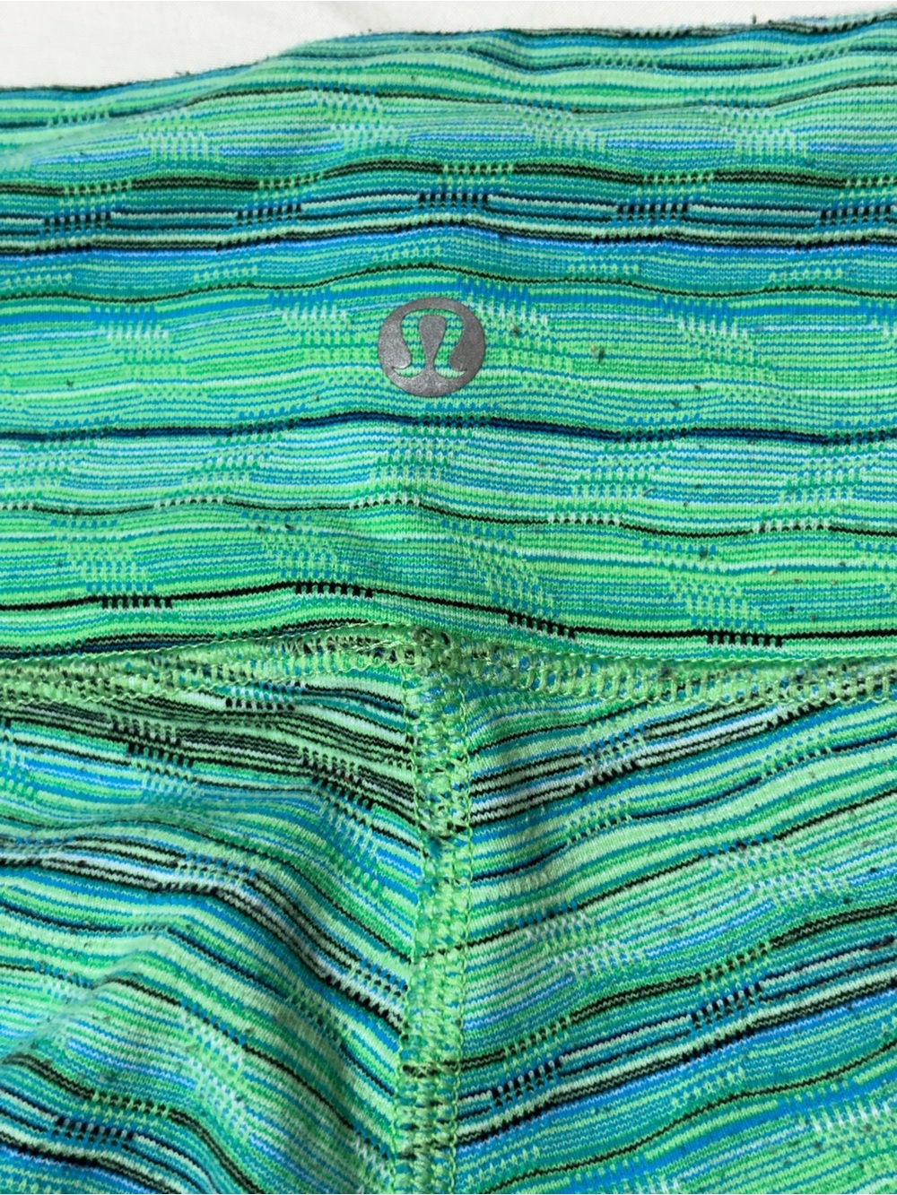 Lululemon Fine Horizontal Stripe Leggings Green Blue Black Sz 6 x 30